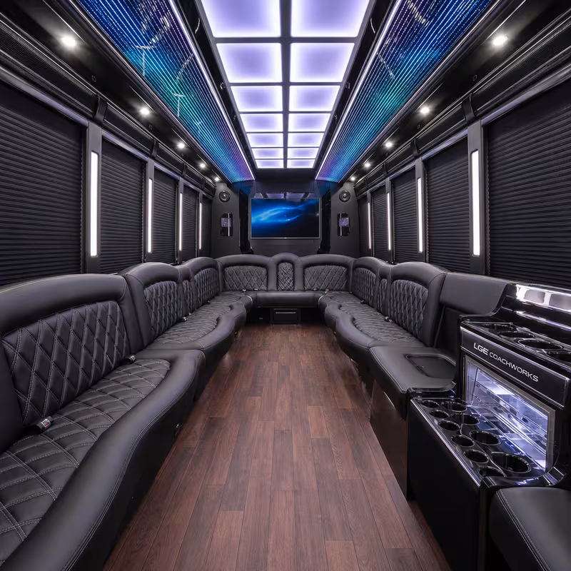 15 Passenger Party Bus Interior