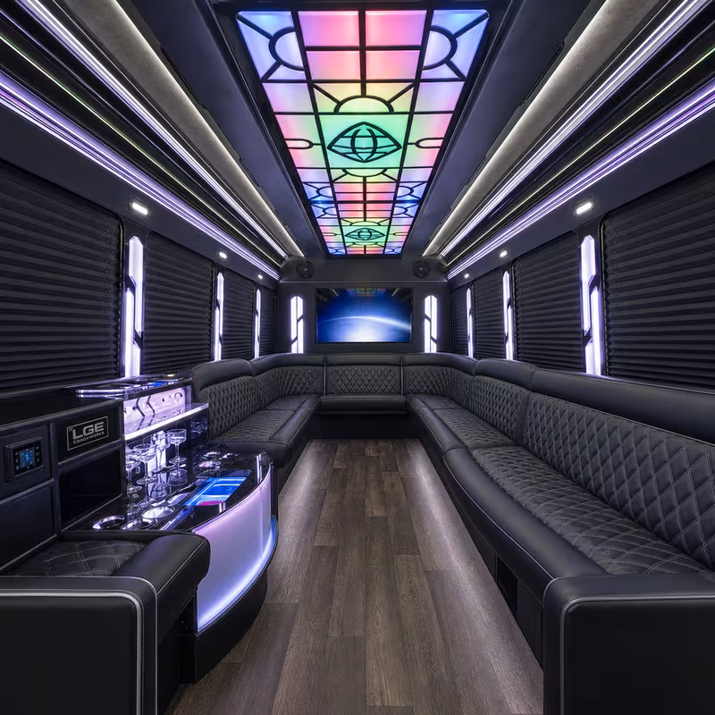 18 Passenger Party Bus Interior