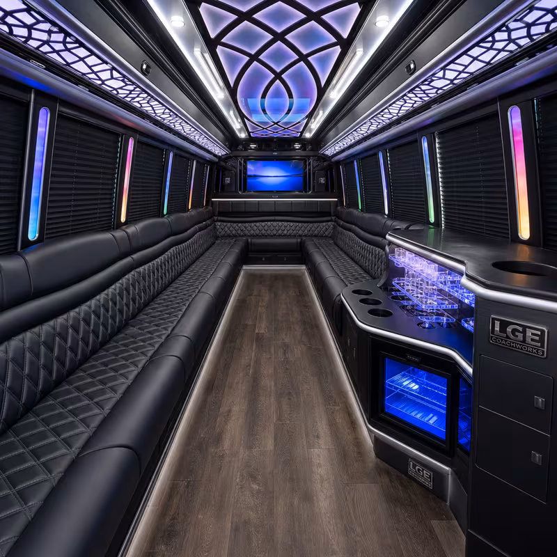 20 Passenger Party Bus Interior