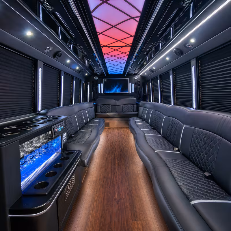 20 Passenger Party Bus Interior