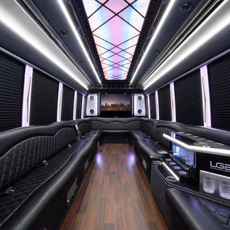 25 Passenger Party Bus Interior