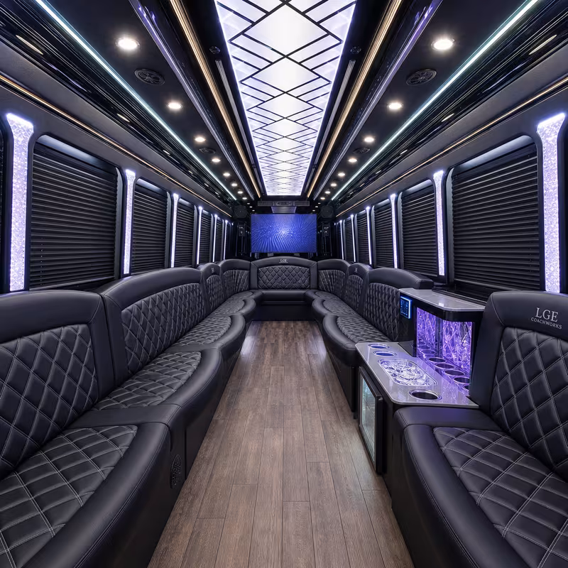28 Passenger Party Bus Interior