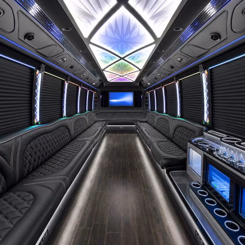 28 Passenger Party Bus Interior