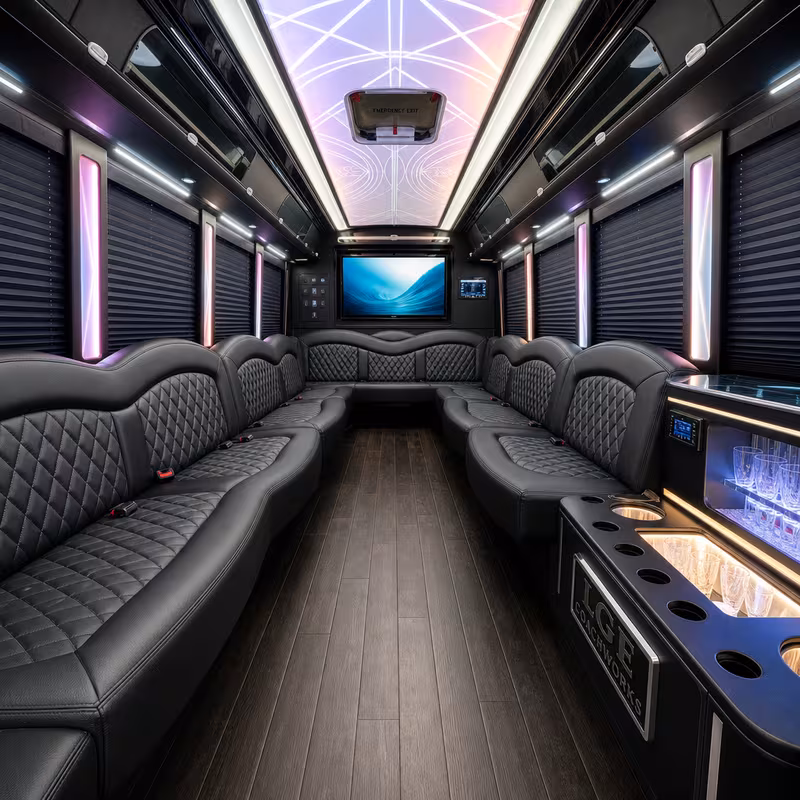 30 Passenger Party Bus Interior