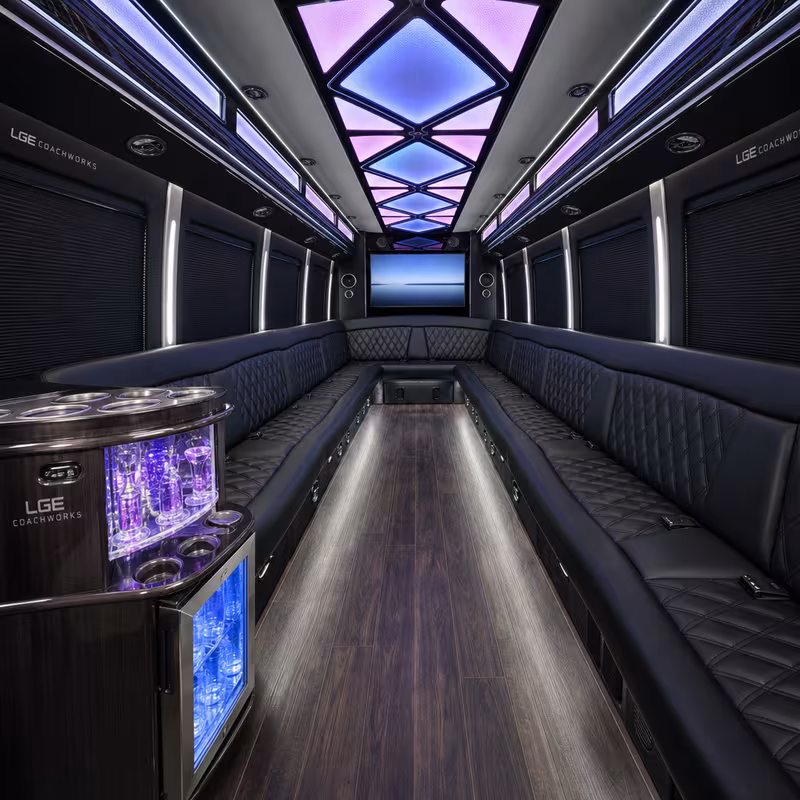 30 Passenger Party Bus Interior