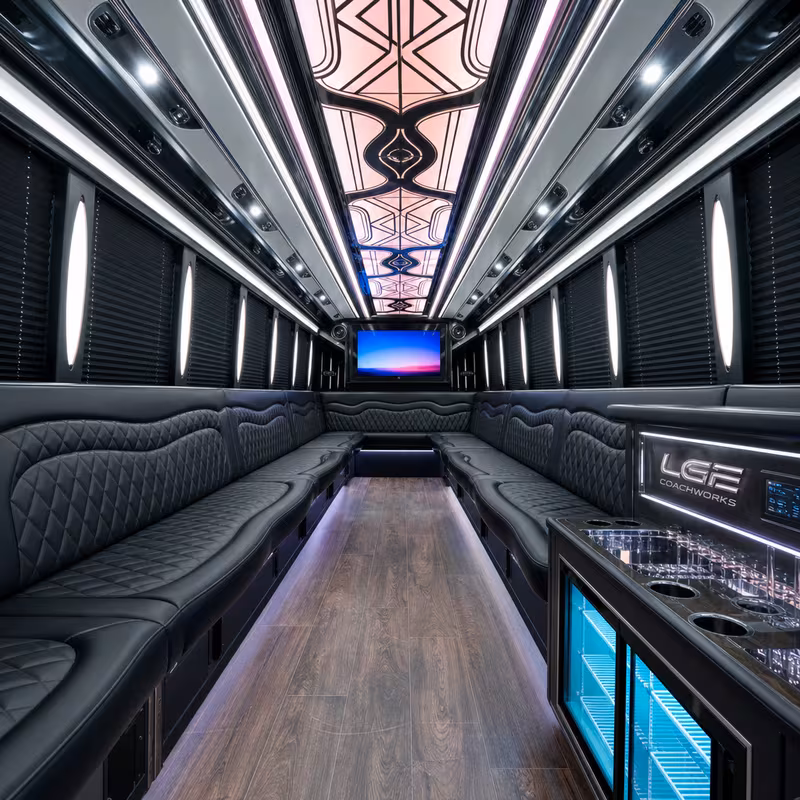 50 Passenger Party Bus Interior