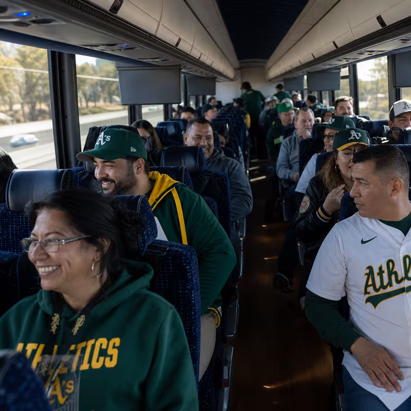 Passenger seating aboard a Freemont party bus rental