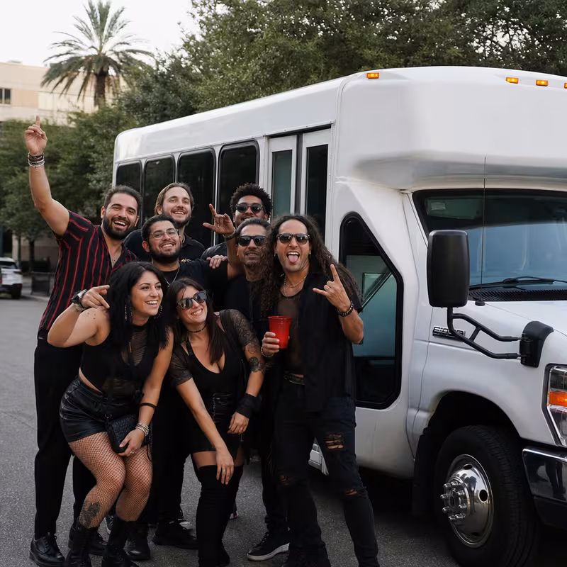 Black Mercedes Sprinter van staged for an Fremont Concert Transportation group
